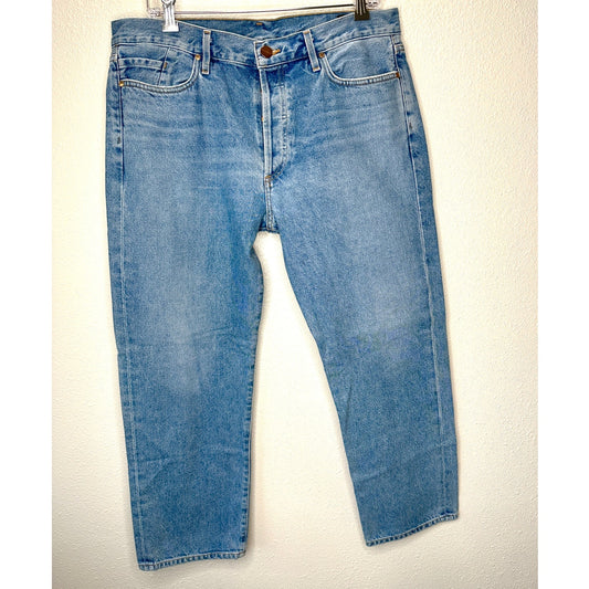 Goldsign Medium Light Wash Straight Leg Gold Button Fly Denim Jeans 31