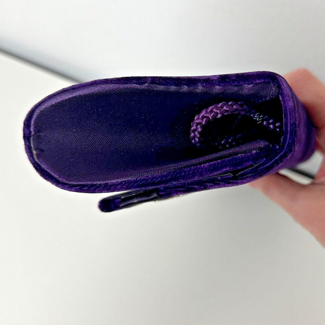 Savannah Purple Velour Clutch Rhinestone Embellished Hidden Rope Strap Clutch