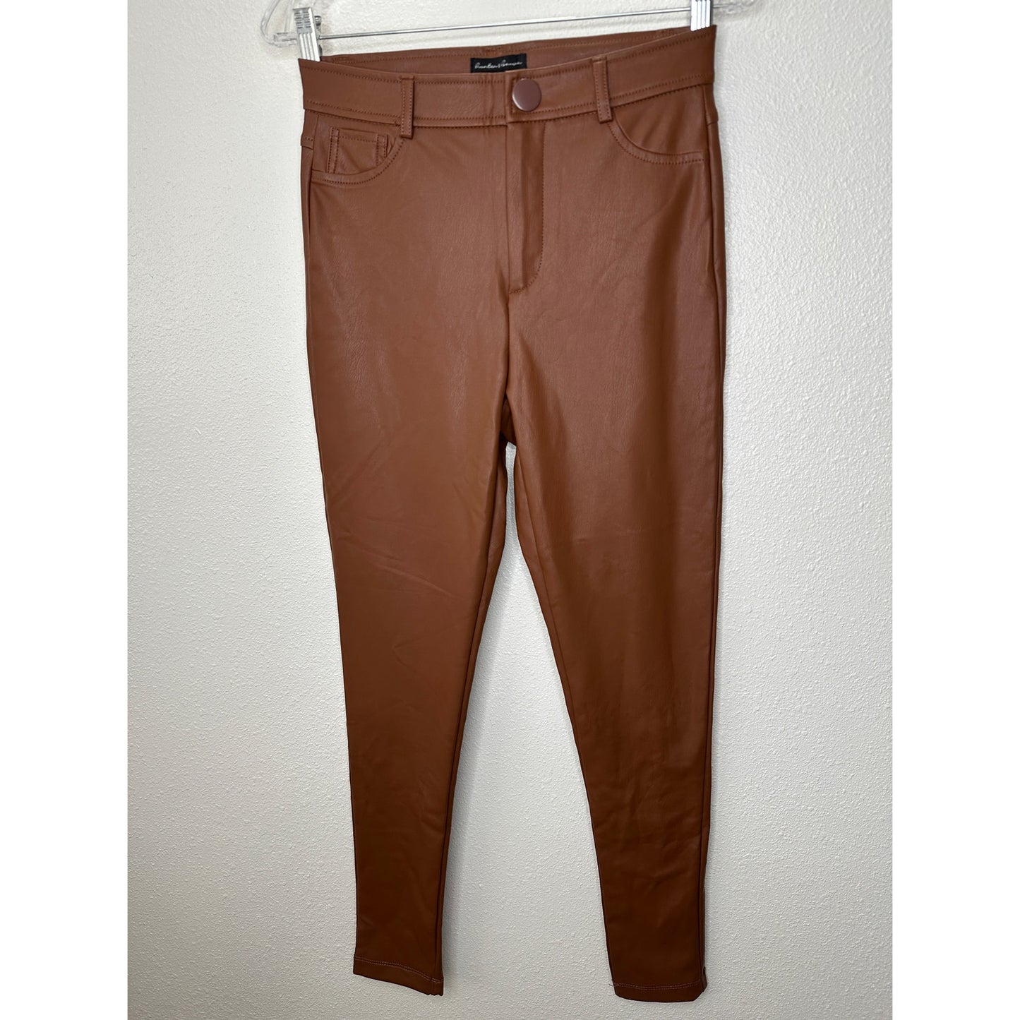 NWT Hunter & Brown Chocolate Faux Leather High Waist Skinny Pant S