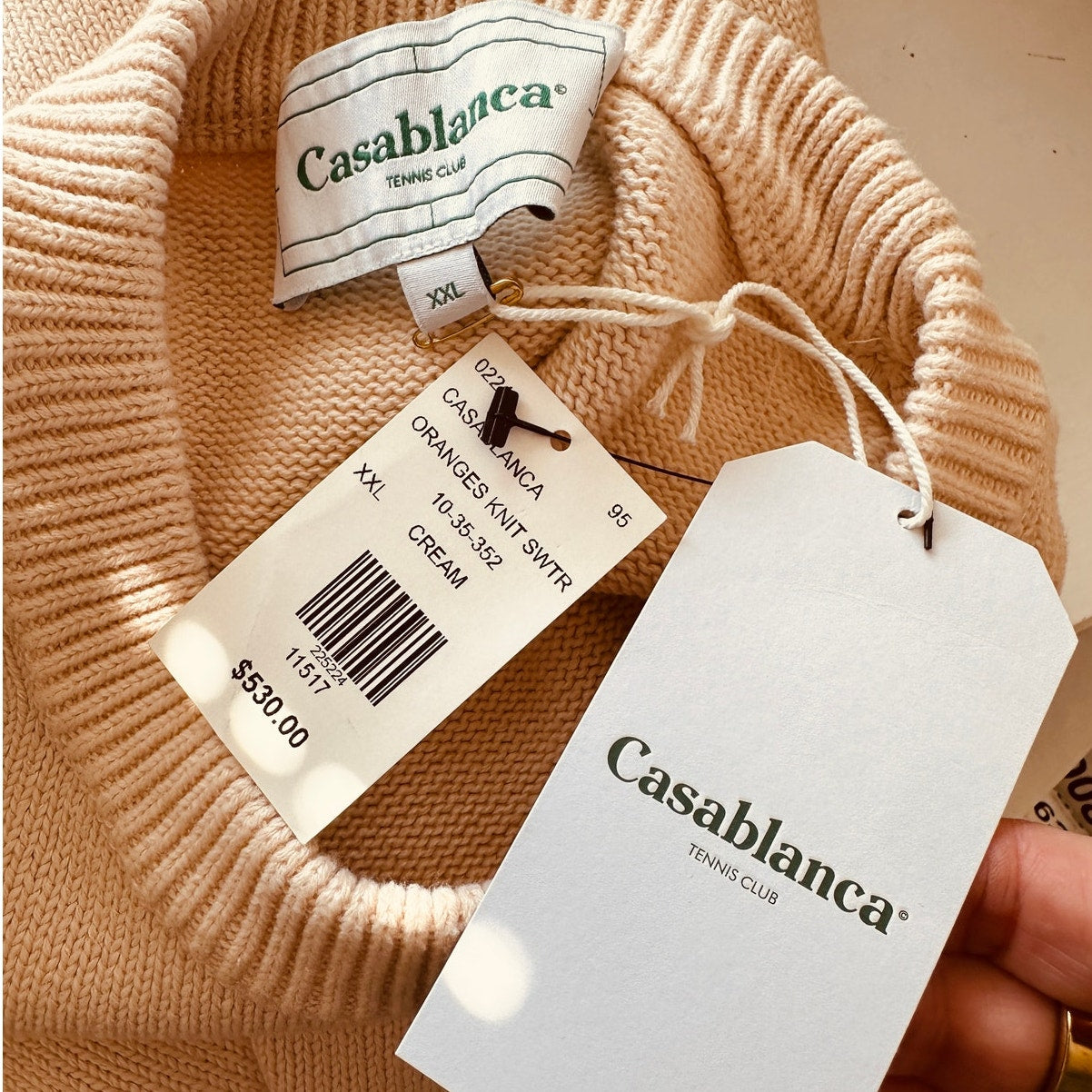 NWT Casablanca Cream Kapalia Oranges Graphic Intarsia Knit Sweater XXL