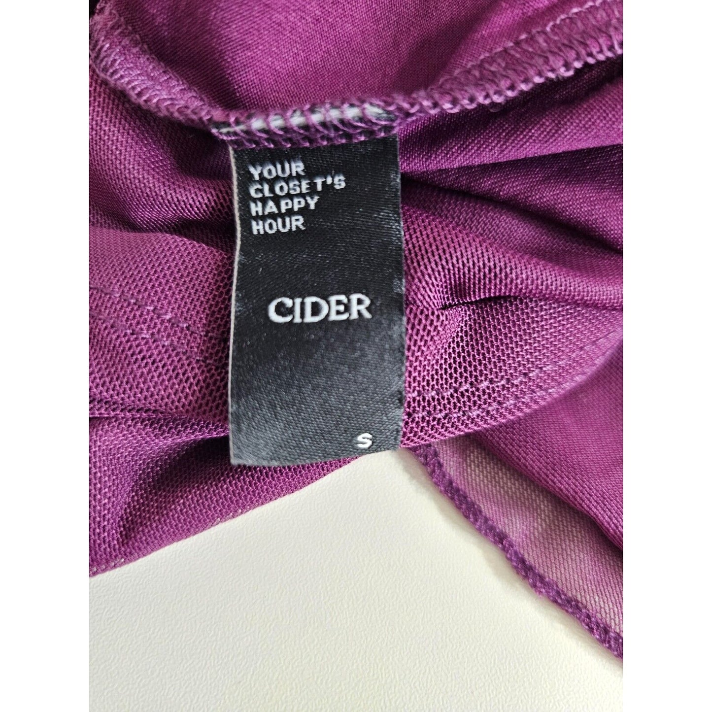 Cider Cute Purple Sleeveless Ruffle Mesh Faux Wrap Tie Neck Blouse Top Small