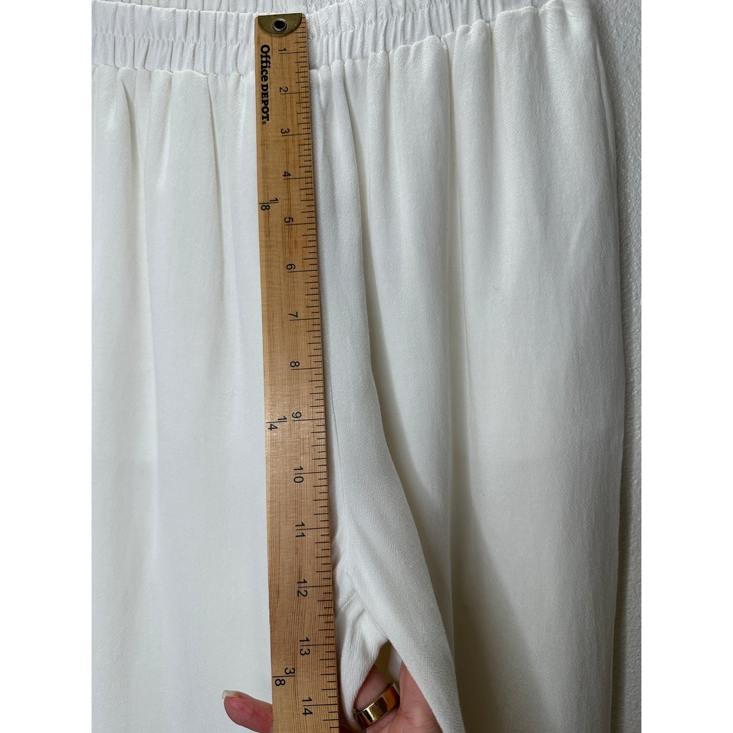 Acoa Off White Elastic Waist Pocketed Lined Flowy Pant XS