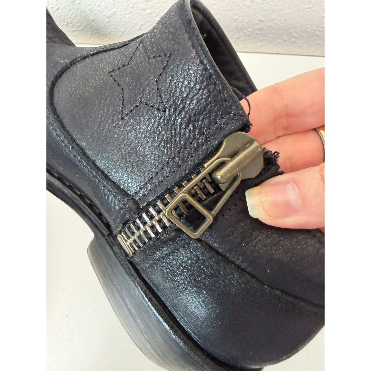 Anine Bing Lou Boot Black Leather Western Ankle Boots Size US 8 EU 38