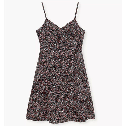 Polly Black Pink Blue Floral Print VNeck Spaghetti Strap Side Slit Dress 6