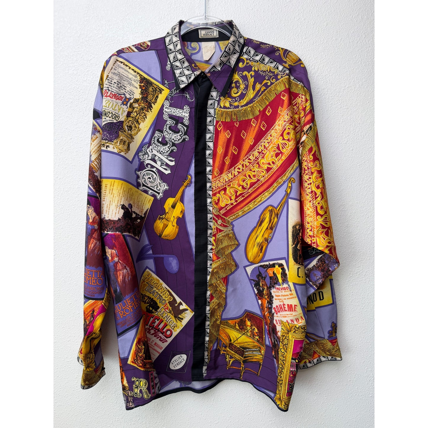 Gianni Versace Men's XL Purple Teatro Silk Shirt