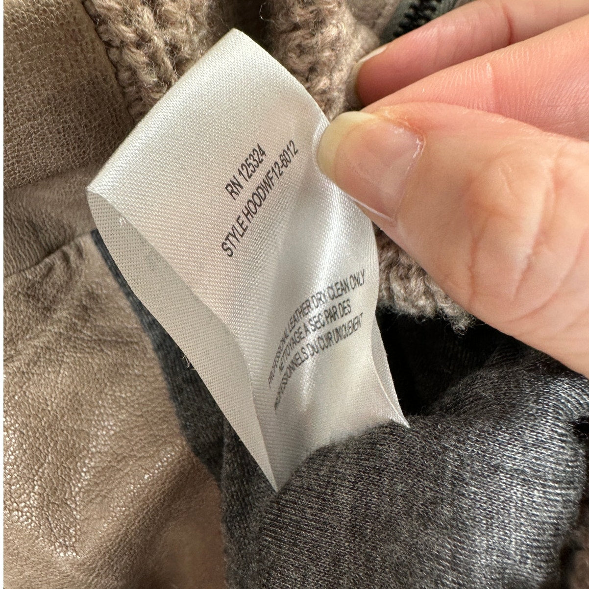 Haute Hoodie Fawn Taupe Lamb & Ribbed Knit Front Zip Hoodie Jacket S