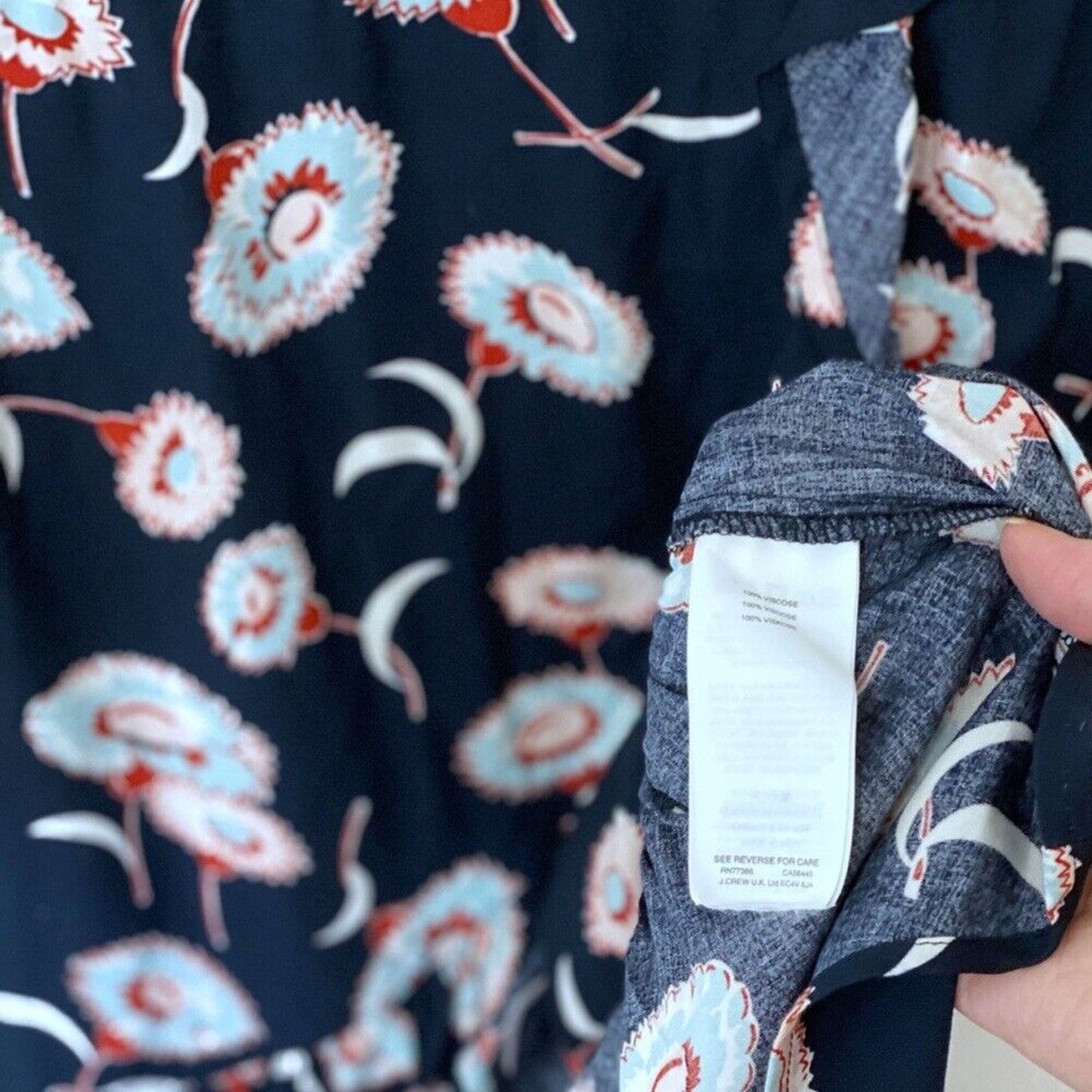 J Crew Mercantile Navy an Rust Faux Wrap Tiered Ruffle Mini Dress Floral Size 00
