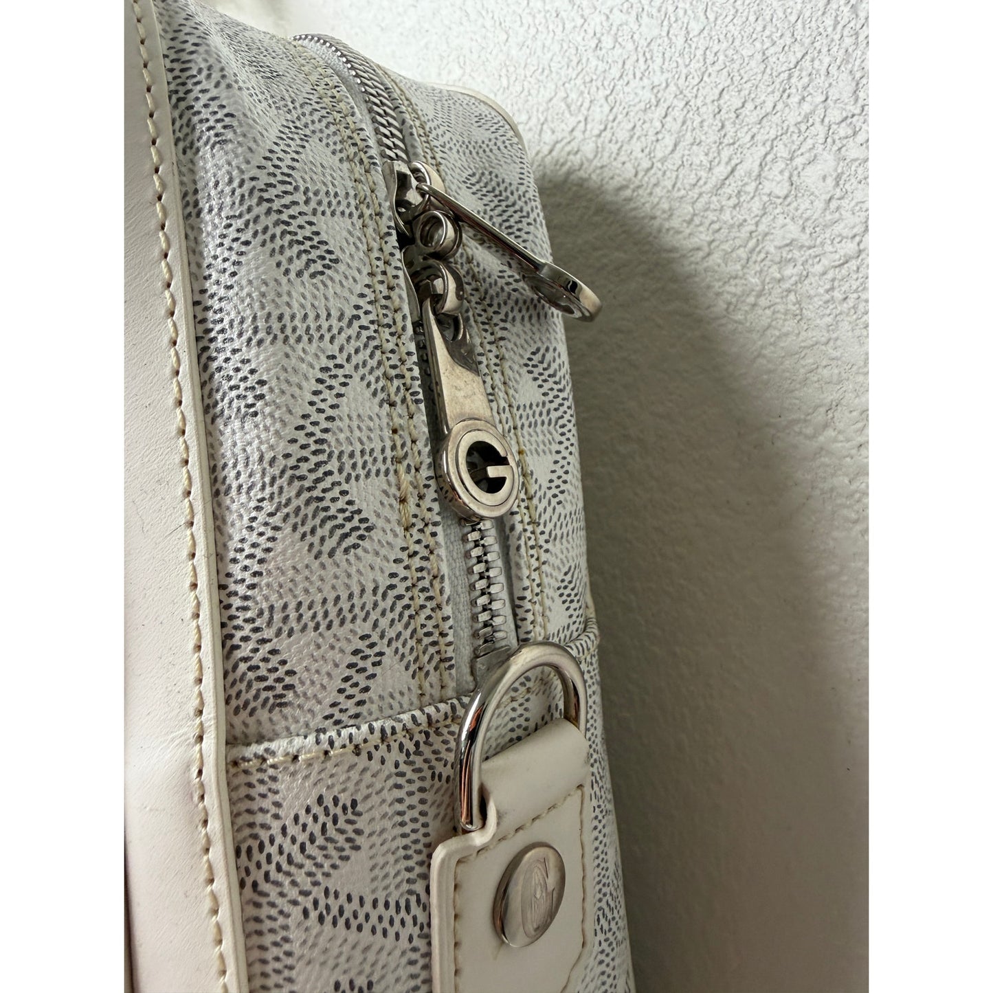 Goyard Ambassade MM White Goyardine Briefcase Laptop Bag AG Personalized