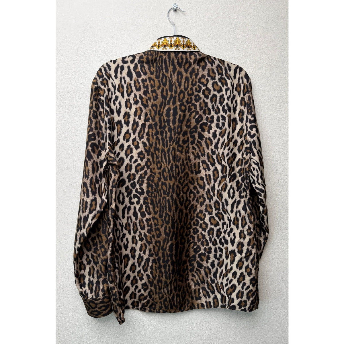 Versace Brown Leopard Silk Shirt Men's US 34 Barocco