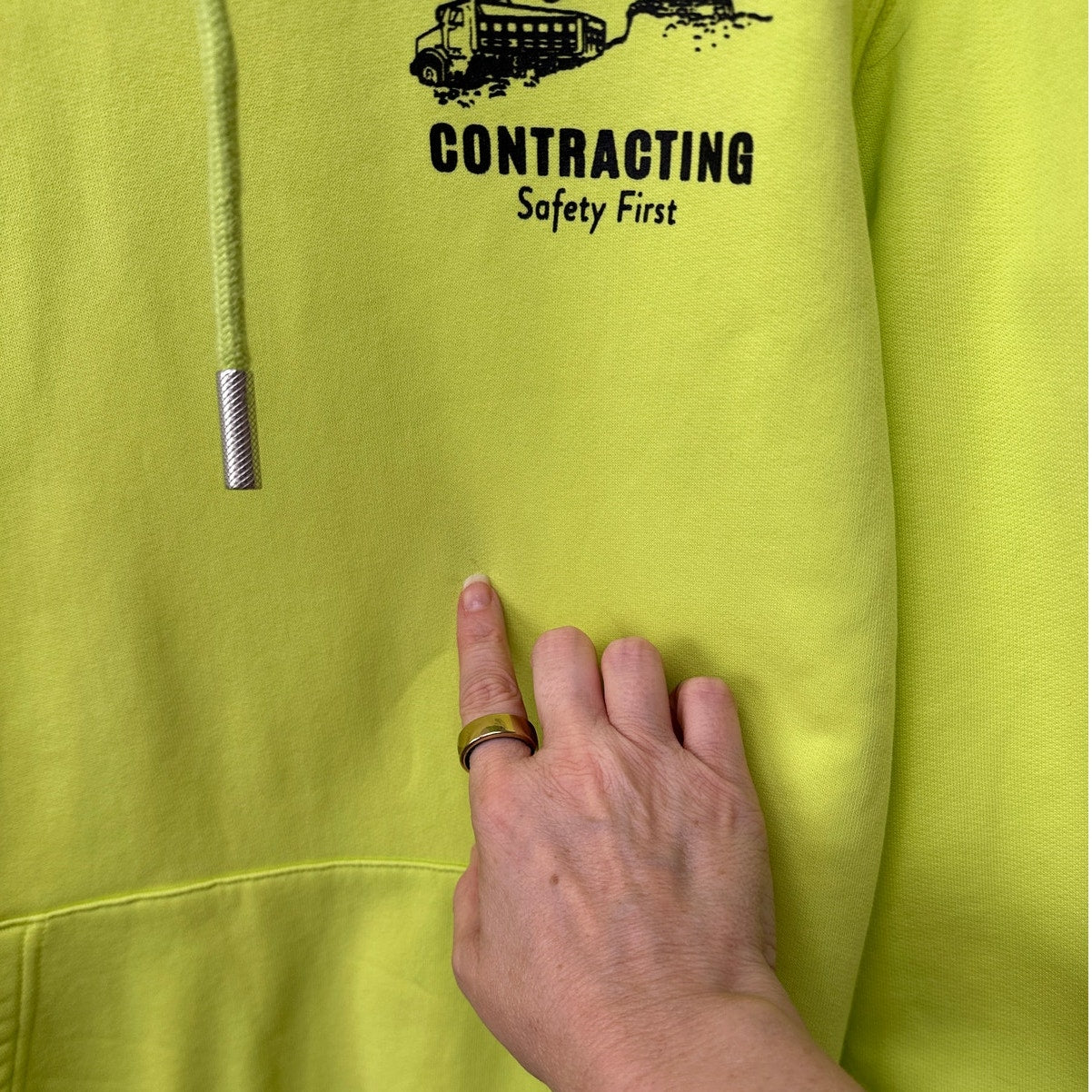 Off-White Contracting Graphic Print Hoodie Lime/Yellow Unisex S