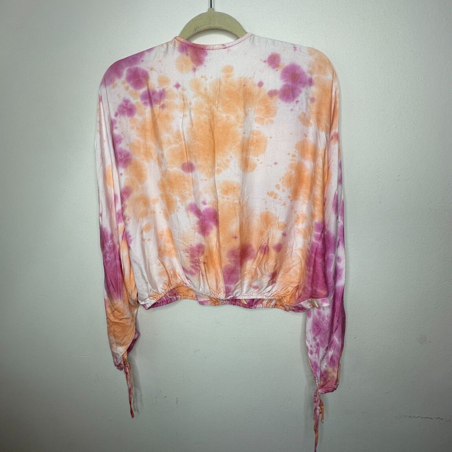 Revolve Tularosa Dolce Deep-V Pastel Tie Dye Pintuck Top Cuff Ties Medium