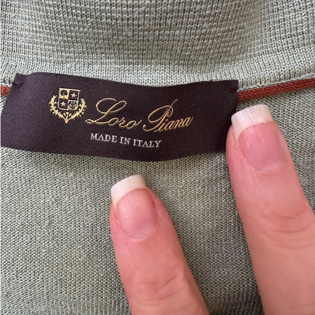 Loro Piana Polo Shirt Sage Green Mens US L Slub
