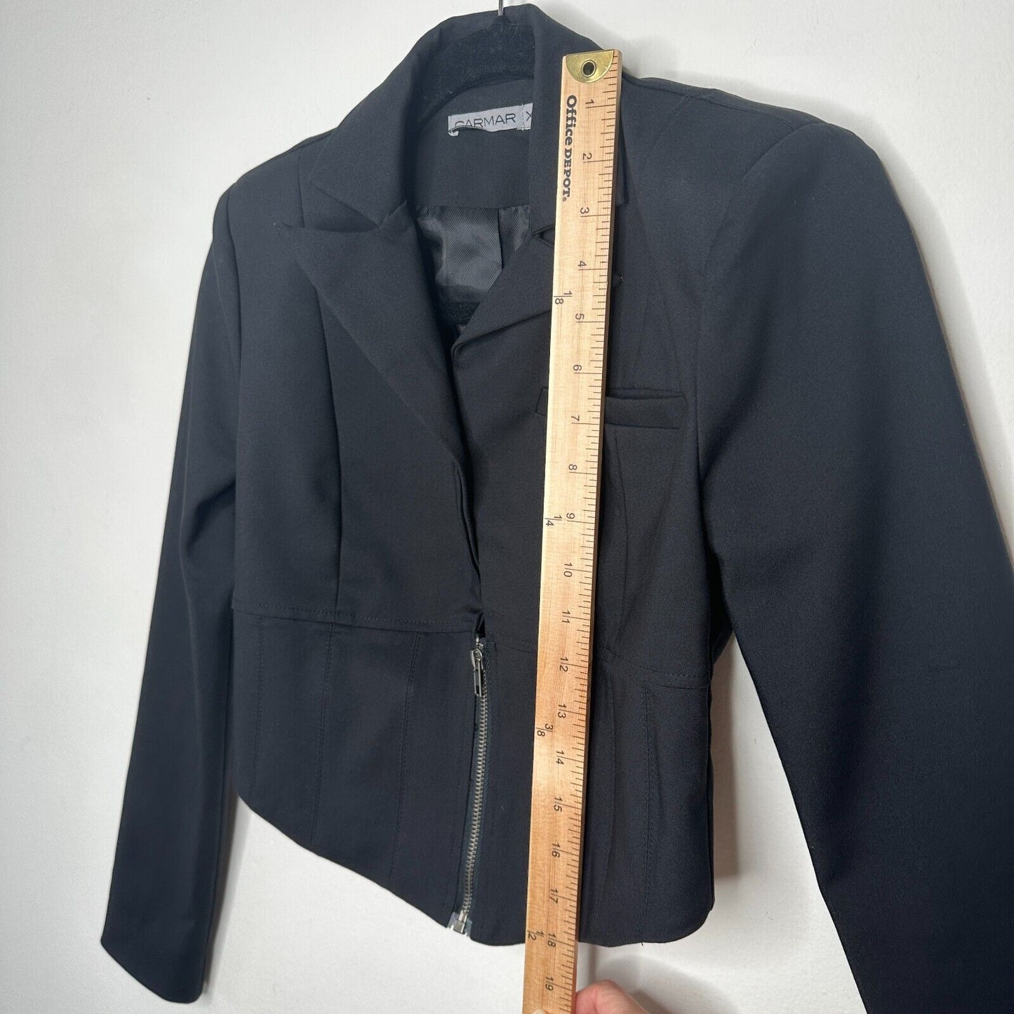 CARMAR Black Cotton Cropped Vest Jacket Half Zip Front Breast Pocket Size XS