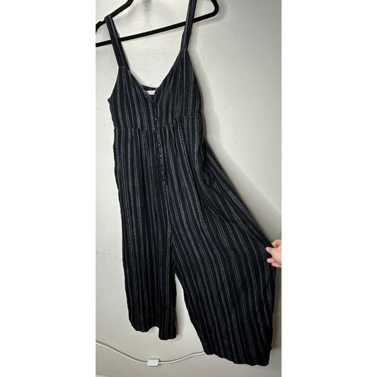 Dreamers Black & White Pinstripe Wide Leg Crop Romper Jumpsuit S