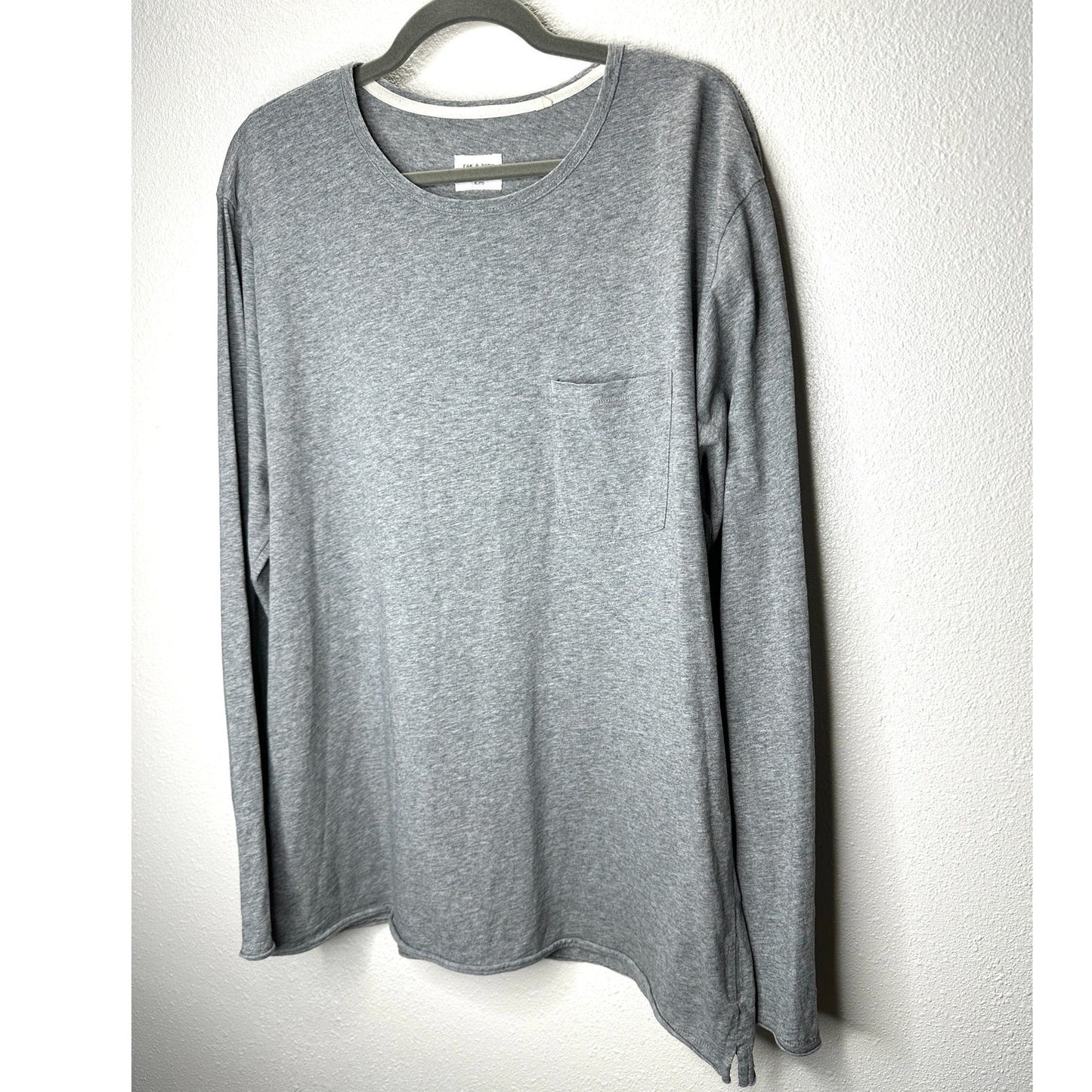 Rag & Bone Heather Gray Cotton Long Sleeve Chest Pocket Crewneck Tee XL