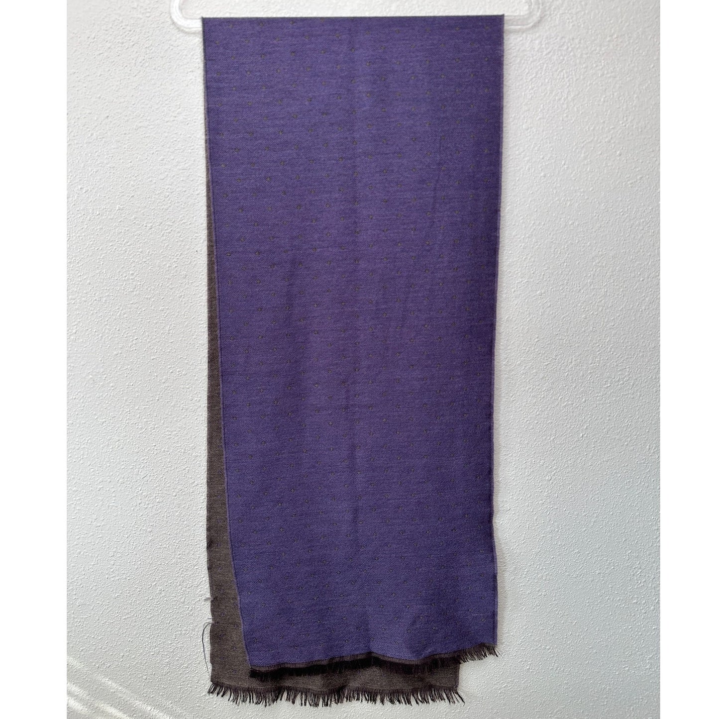 Italian Scarf Purple Brown Polka Dot Wool Silk ~70”