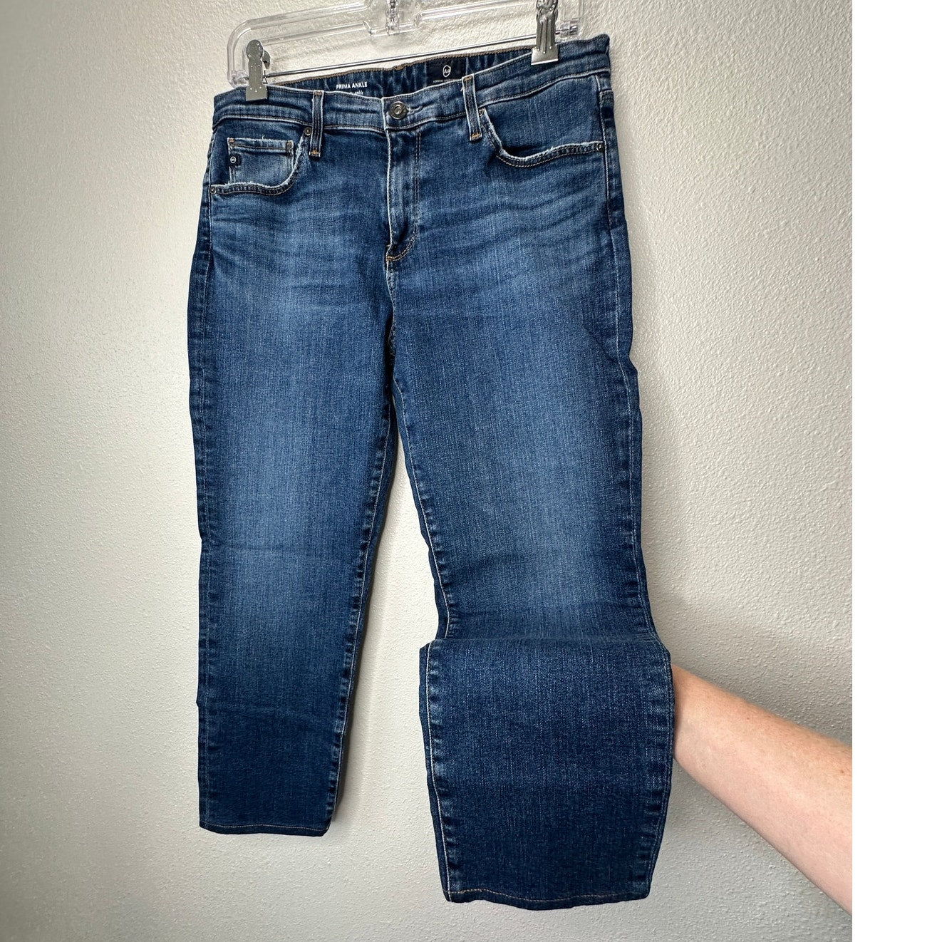 AG Medium Wash Whiskered Prima Ankle Cigarette Ankle Jeans 31