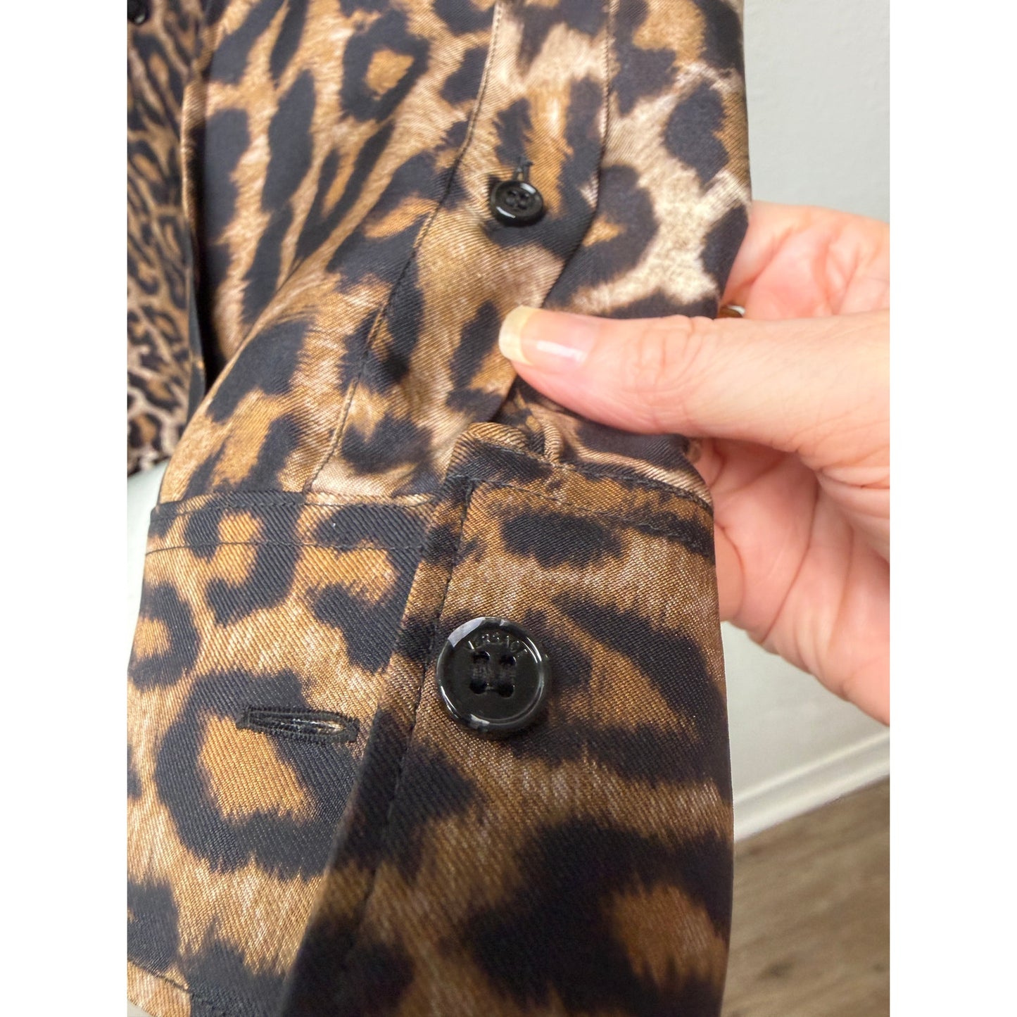 Versace Brown Leopard Silk Shirt Men's US 34 Barocco