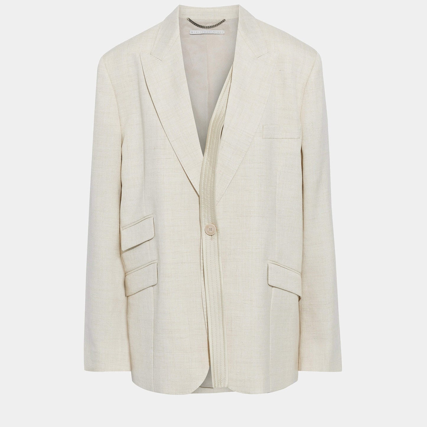 Stella McCartney Light Peach Front Button Viscose Linen Blazer Jacket 42