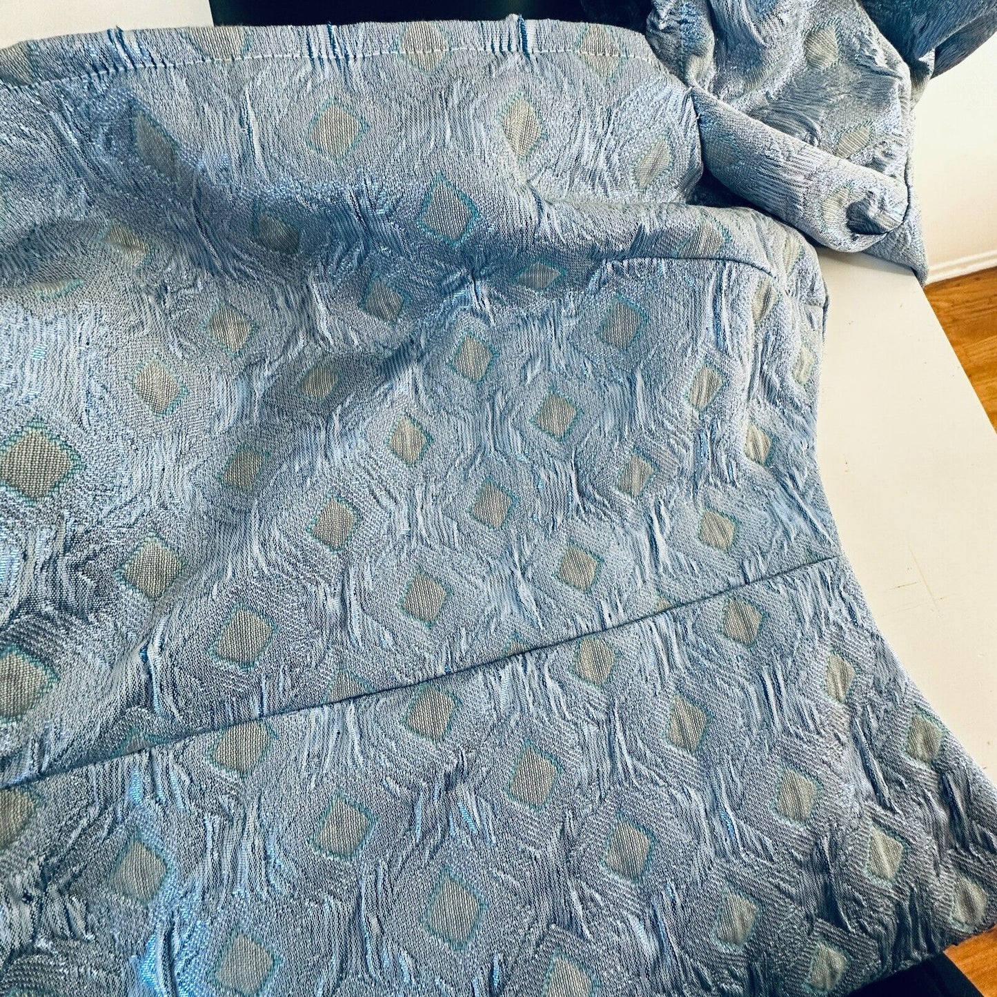 Olivia Rose Cute Blue Ophelia Diamond Crinkle Square Neck Puff Sleeve Mini XL