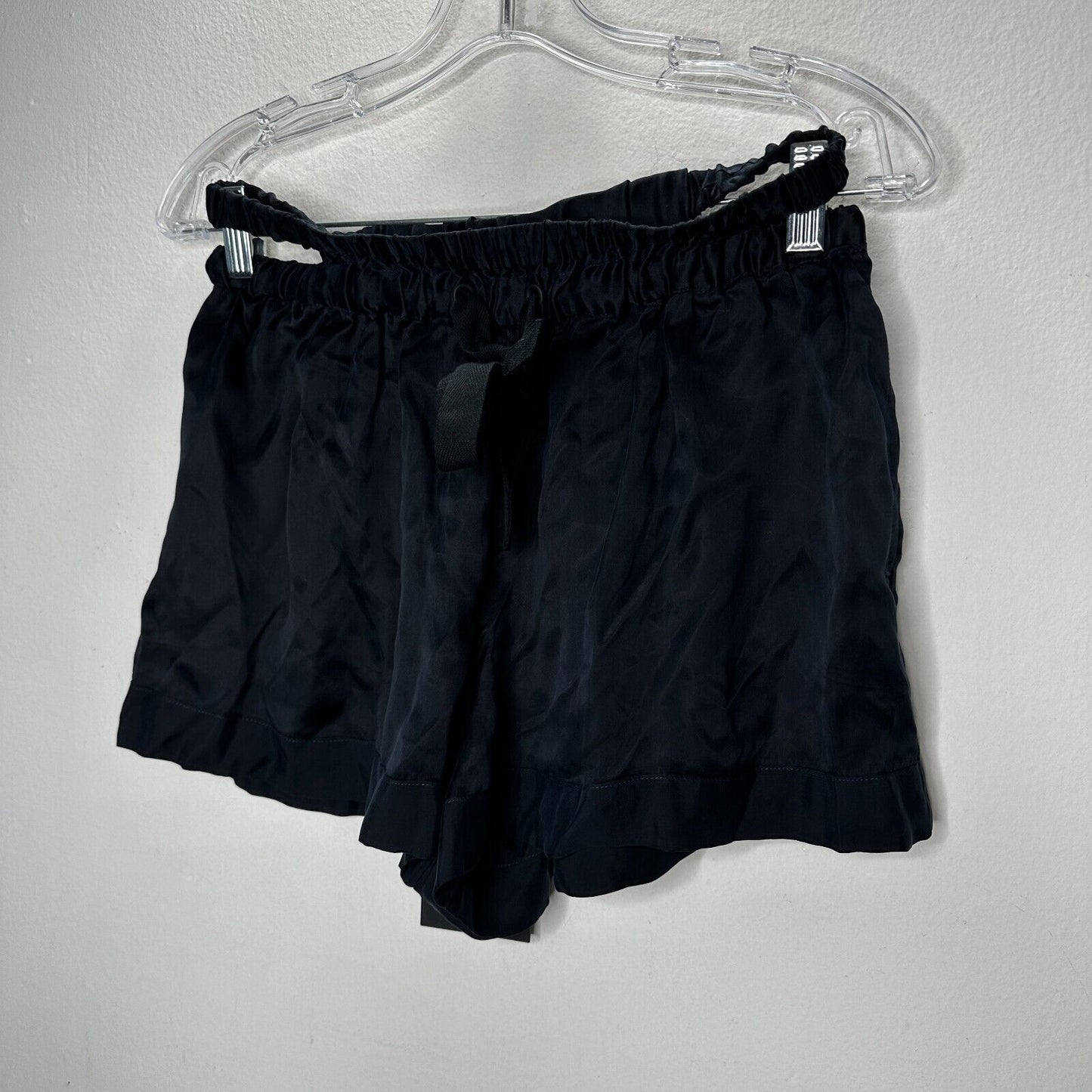 NWT PRFCT NMBR Black Satin Open Side Waistband Drawstring Shorts M