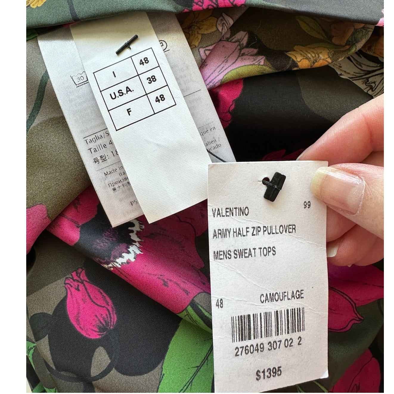NWT Valentino Men's Army Floral-on-Camo Wind-Resistant Hooded Jacket 38 / M