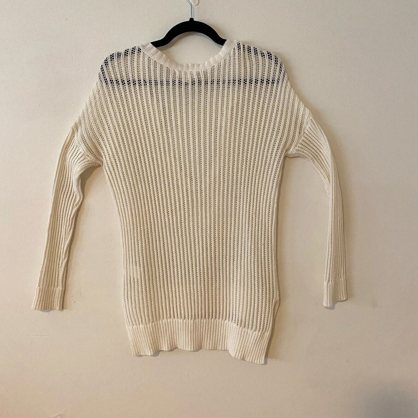 Revolve By The Way Ivory Pearl Sheer Knit Long Sleeve Sweater V-Neck Jumper S