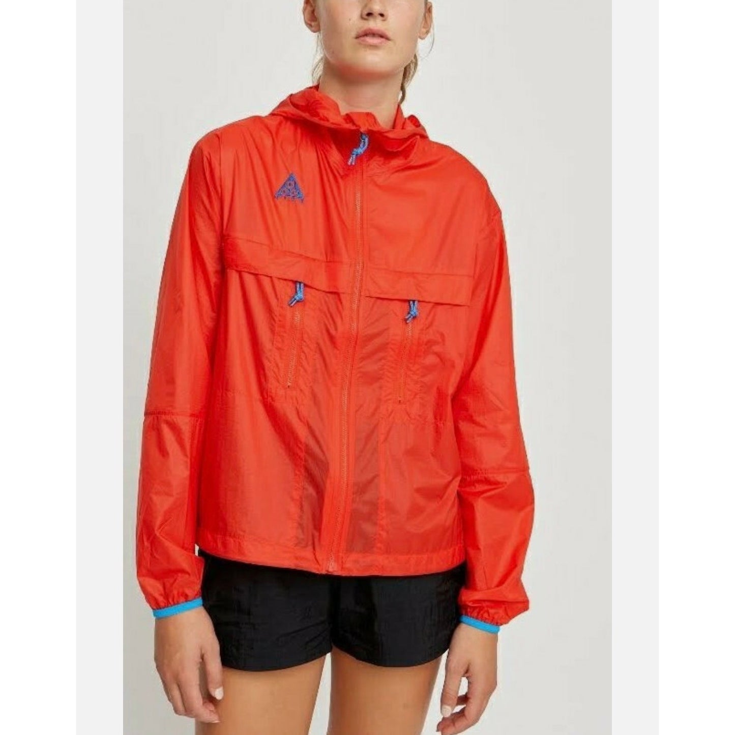Nike ACG Habanero Red Hooded Windbreaker Jacket Women’s S Zip-Up