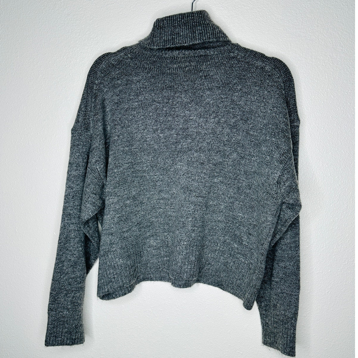 Zara Heather Gray Turtleneck Drop Shoulder Long Sleeve Sweater Jumper M