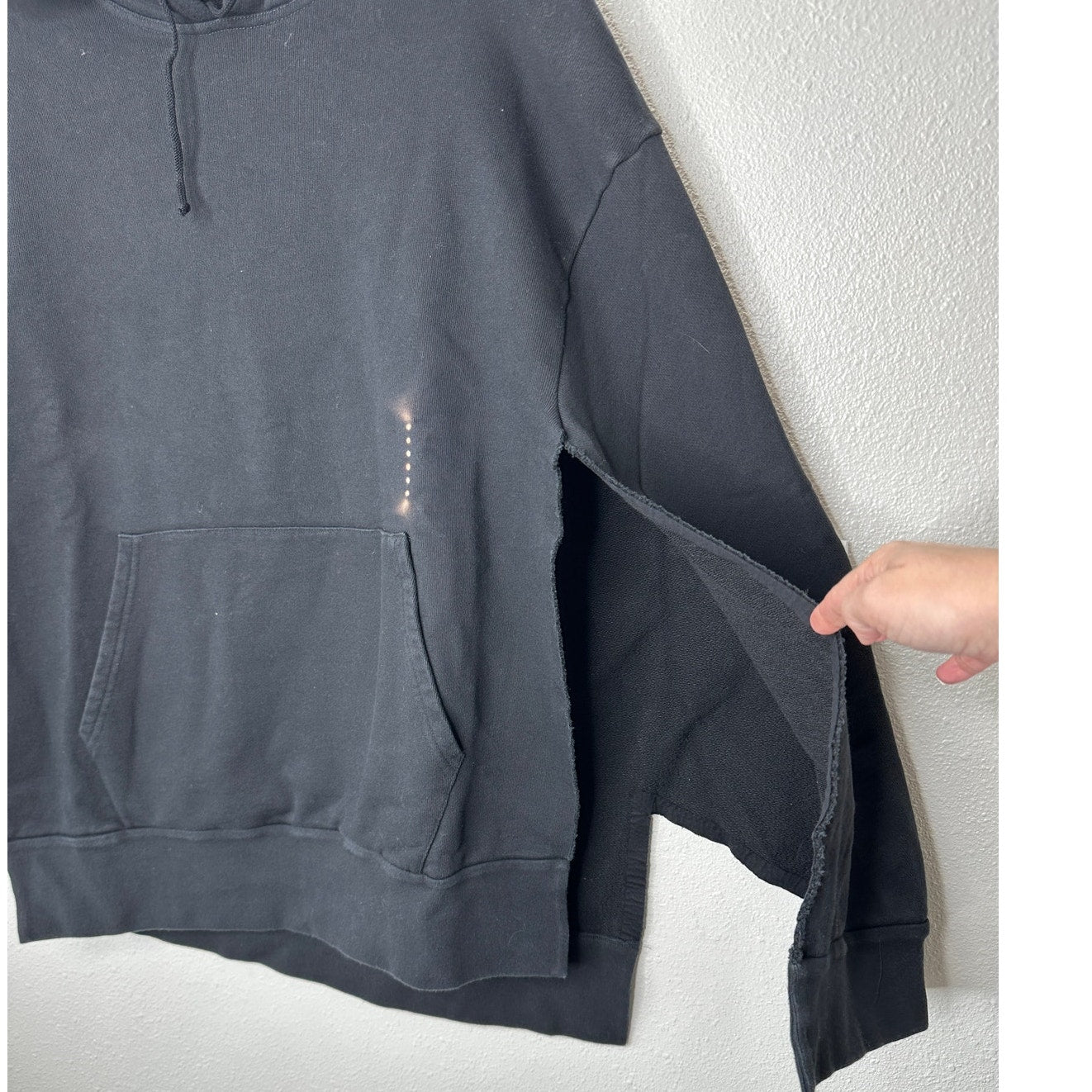 NWT Maison Margiela UNIQUE Black Hooded Sweatshirt Poncho Style M