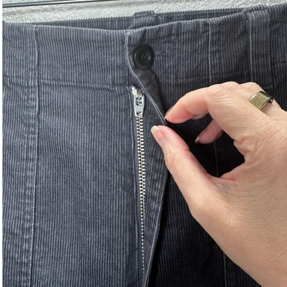 Jenni Kayne Gray High Waist Stretch Corduroy Ranger Trouser Pants 8
