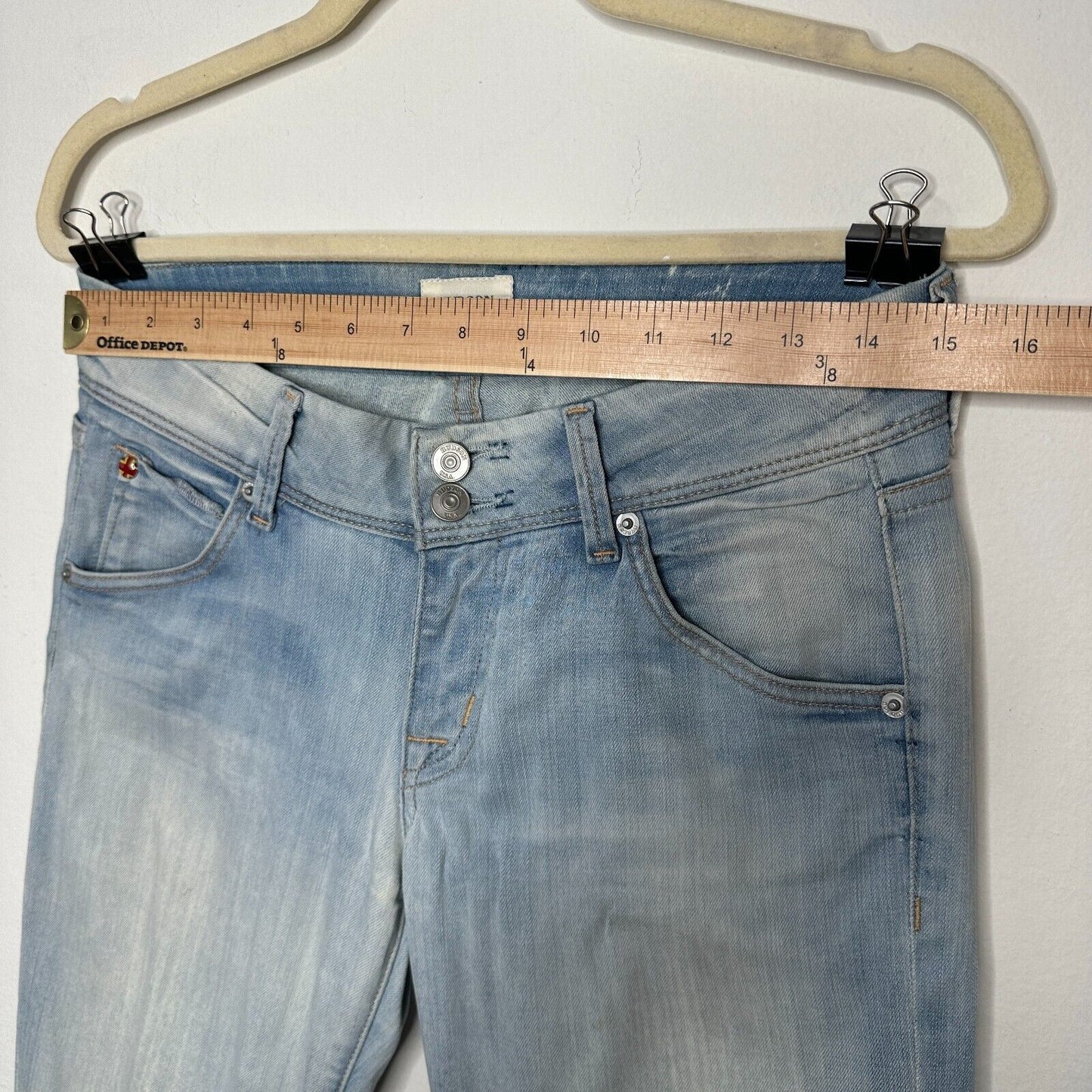 Hudson Double Button Light Blue Wash Jeans Low-Rise Boot Cut Flap Pockets 26
