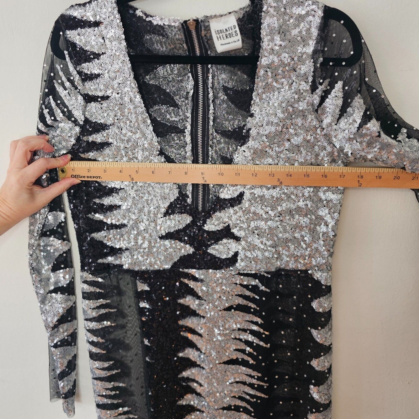 Isolated Heroes Handmade In The UK Black & Silver Sequin Mesh Maxi Dress Large