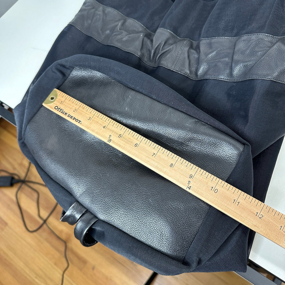 Large Black Canvas & Patent Leather Tote Bag Backpack