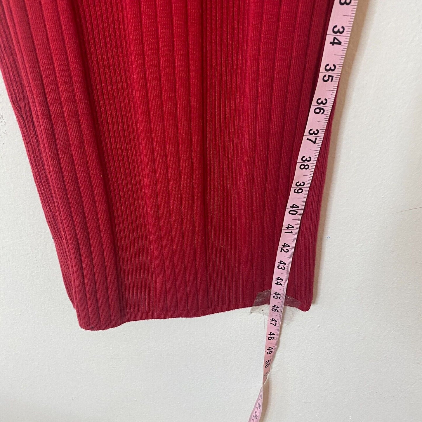Guess Red Asymmetric Turtle Neck Bodycon Midi Sweater Dress Side Buttons XS