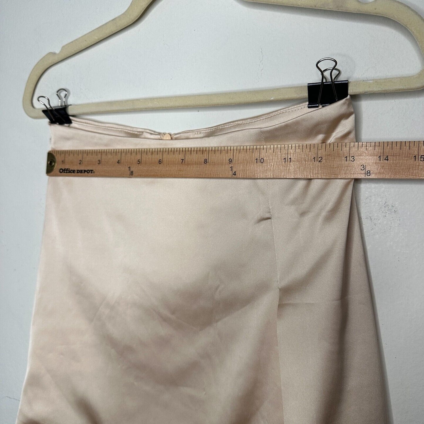Silkhour Ayu Champagne Satin Skirt Front Kick Split Back Zip Back Sexy Mini SM
