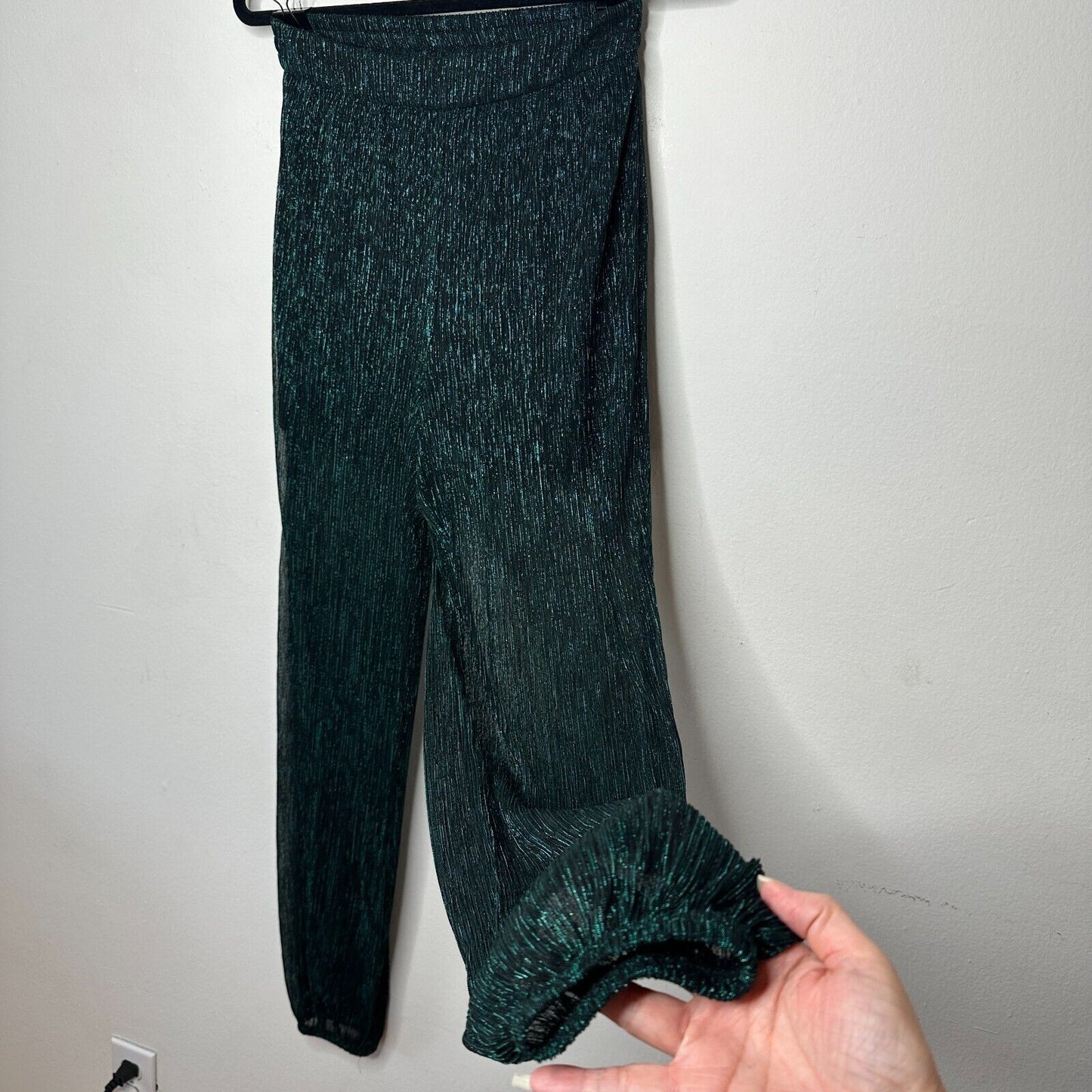 Bailey 44 Emerald Green Metallic Shimmer Pants With Undershorts Harem Legs Small