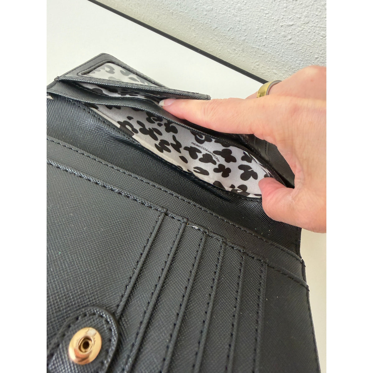 Rebecca Minkoff Continental Bifold Wallet Taupe Saffiano Women's Studded