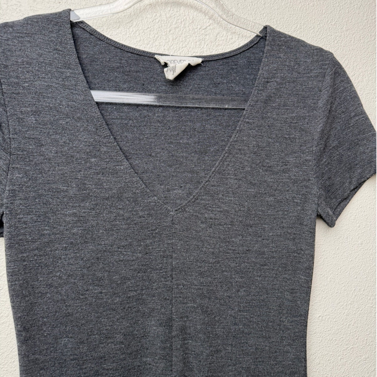 Forever 21 Dark Heather Gray V-Neck Bodycon T-Shirt Dress Medium