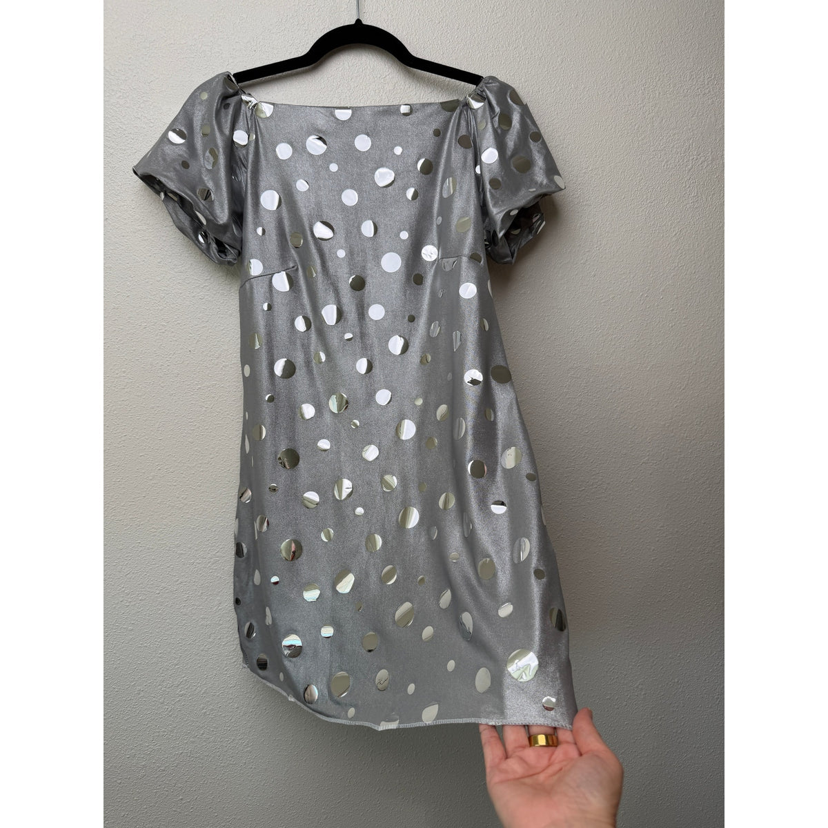 Volcano Silver Mirror Disc Mini Dress Women Size 1