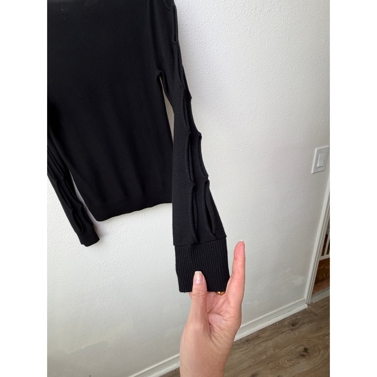 Ramy Brook Black Cutout Sleeve Sweater Women S