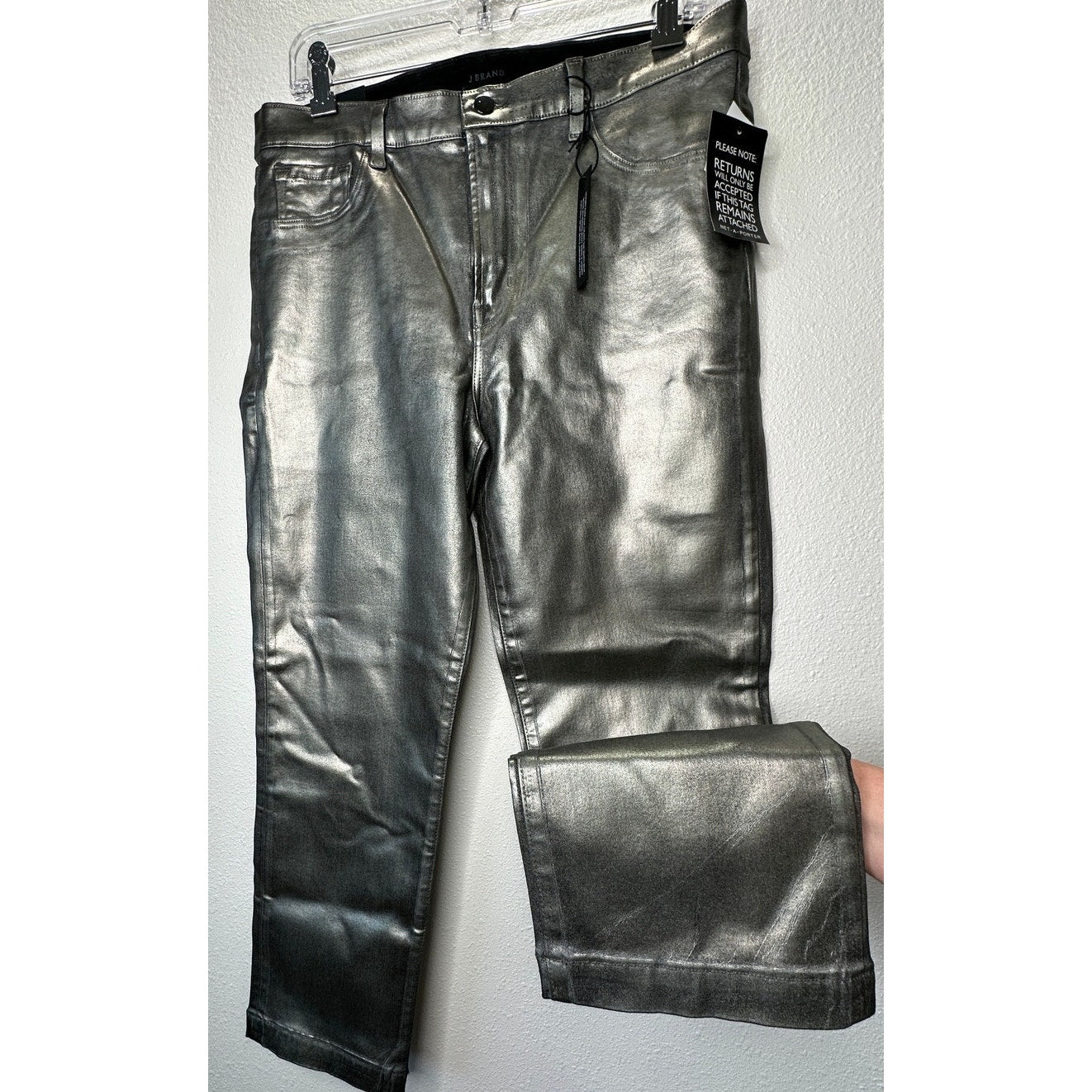 NWT J Brand Galactic Silver Ruby High Rise Crop Cigarette Jeans 32 / 14