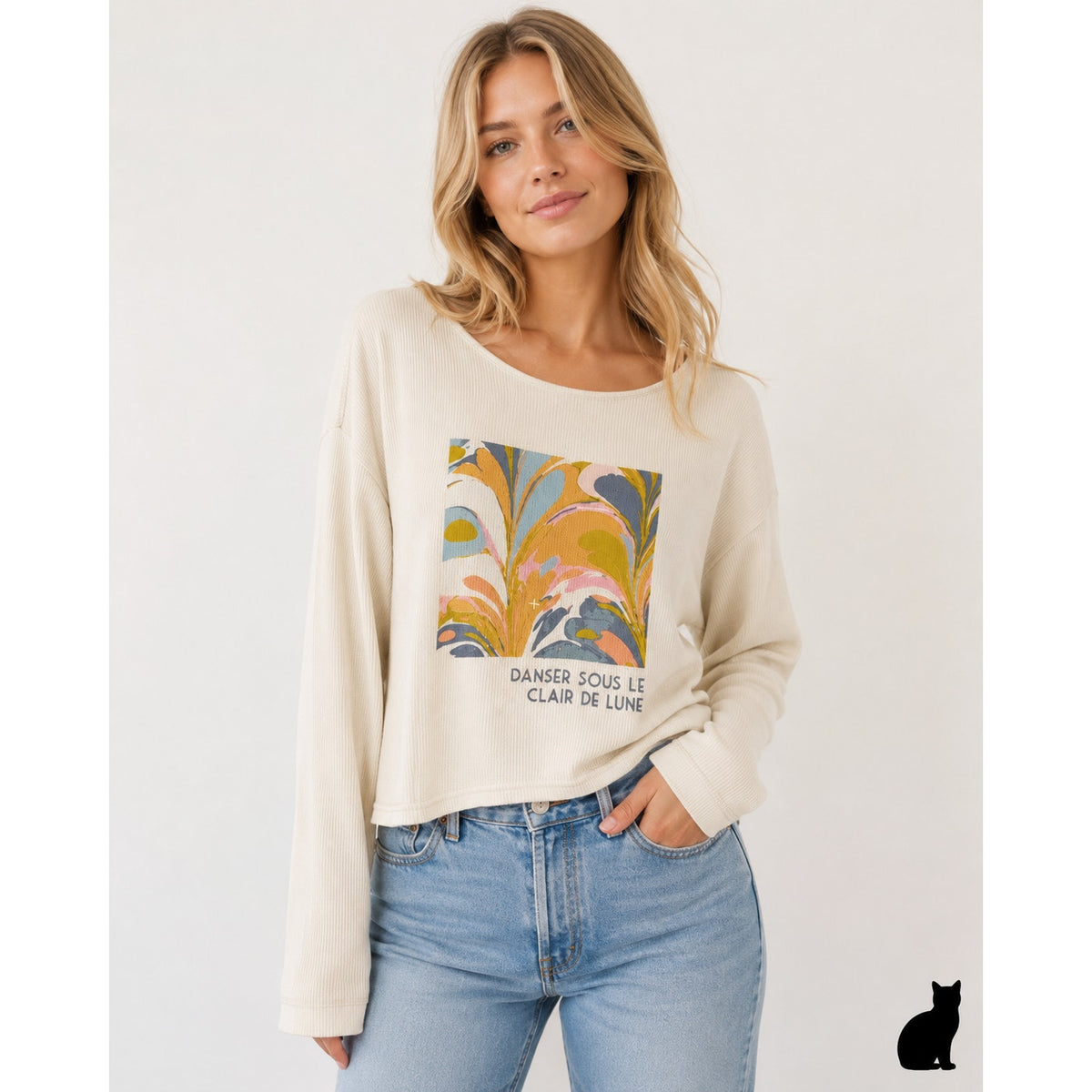 Saturday/Sunday Cream Catrina Thermal Long Sleeve Waffle Top XS