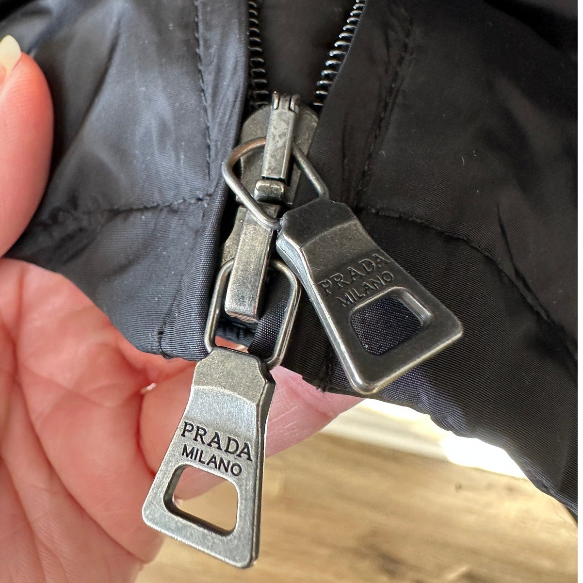 Prada Men's Black Polyester Hooded Long Line Rain Jacket 42 / L