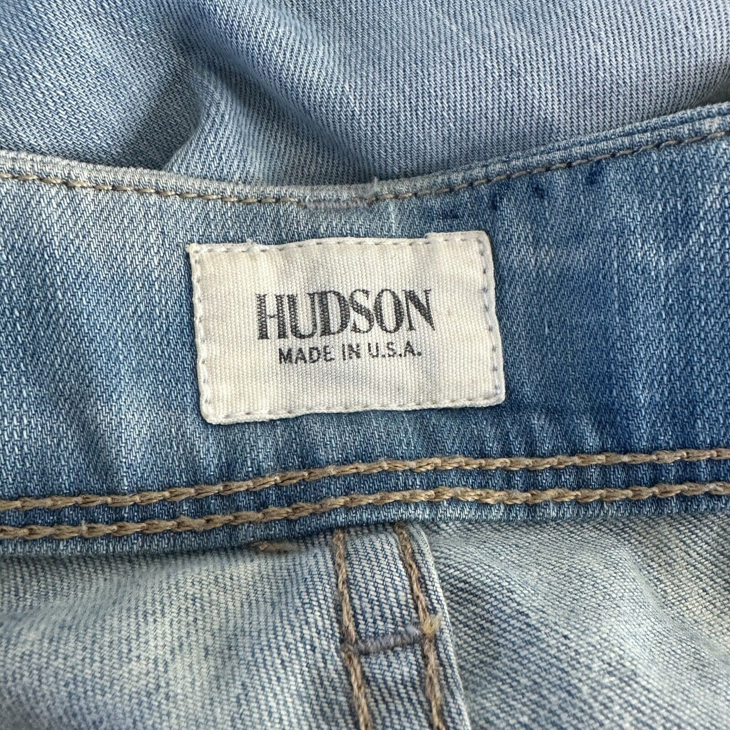Hudson Double Button Light Blue Wash Jeans Low-Rise Boot Cut Flap Pockets 26