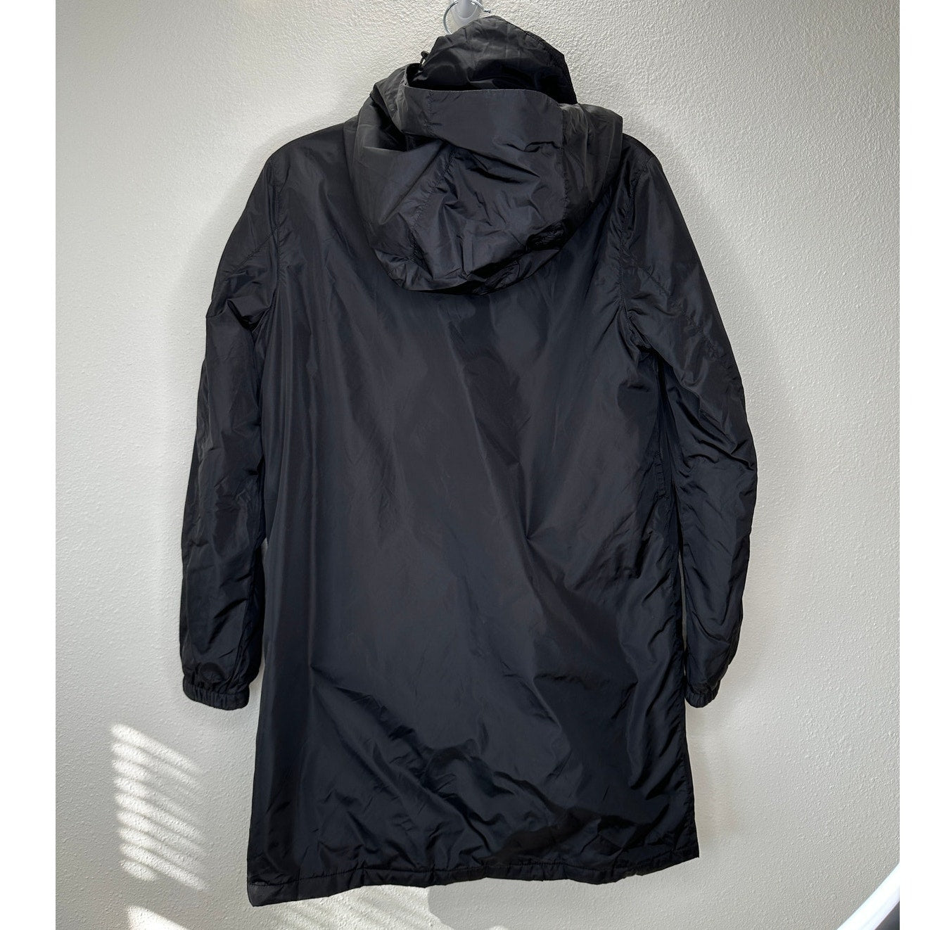 Prada Men's Black Polyester Hooded Long Line Rain Jacket 42 / L