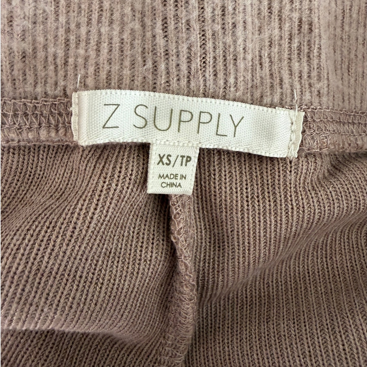 Z Supply Taupe Ribbed Knit Snap Ankle Jogger Pants Women's US XS