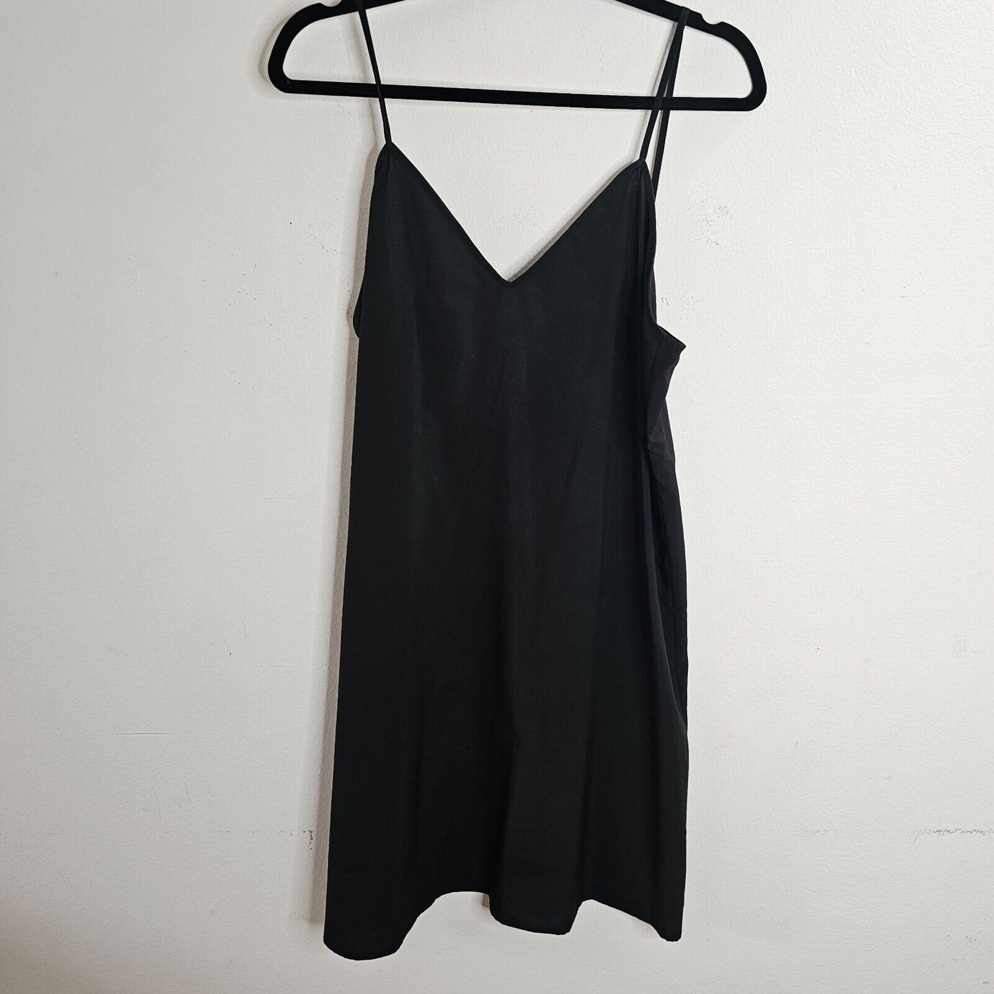 The Kooples Smokey Silver Metallic Sheer Round Neck Over Dress Black Slip Large