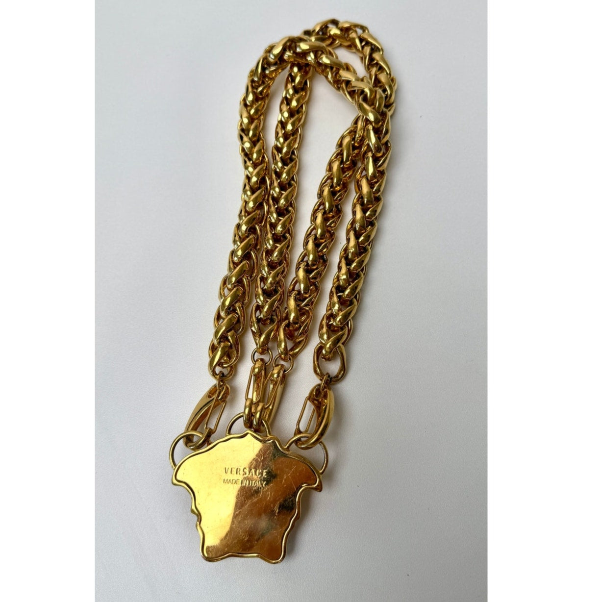 Versace Medusa Gold Double Chain Statement Necklace