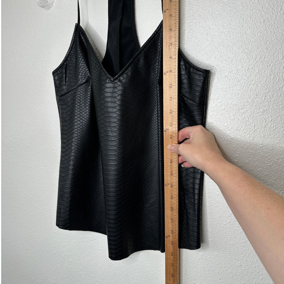 Lavender Brown Black Faux Leather Snakeprint VNeck Racerback Tank Top L